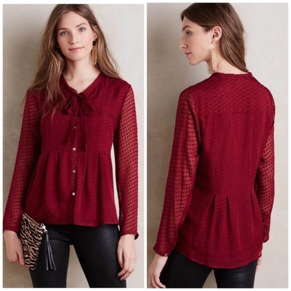 Anthropologie Meadow Rue Swiss Dot Blouse